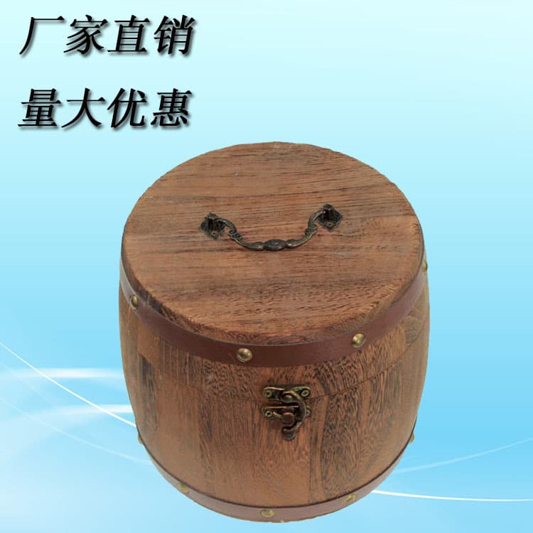 Wholesale Vintage Tea Wooden Barrel Small Citrus Tea Canister Wooden Round Slices for One-Year-Old Birthday Prop Portable Storage Box Solid Wood