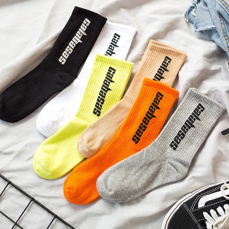 Coconut Socks Men's Long Socks Black White Kanye West Personality Streetwear Hip Hop High Top Mid Calf Trendy High Waist Winter Long Socks