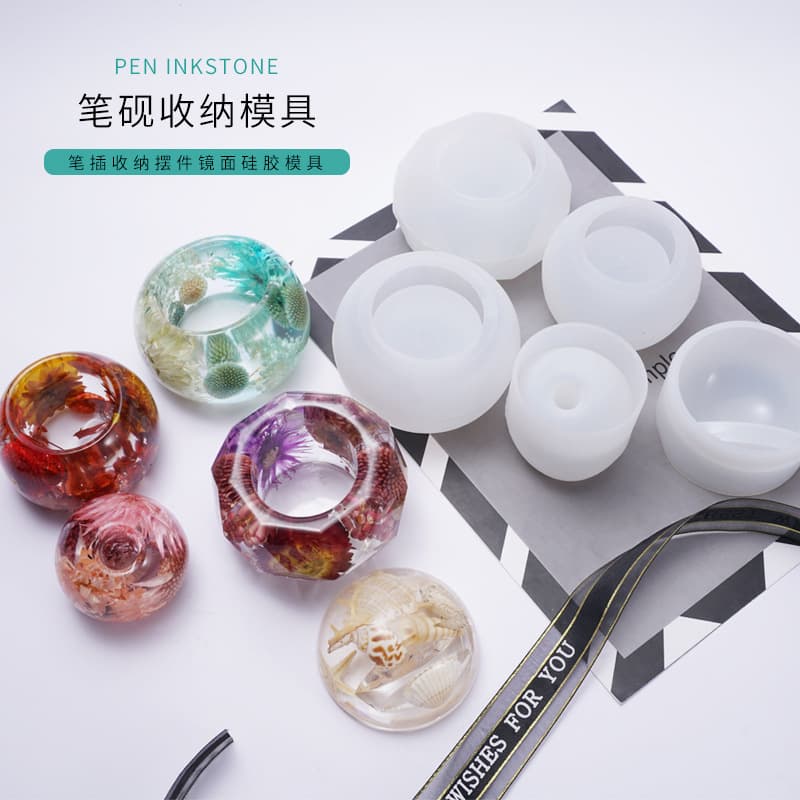 Yu Meiren DIY Crystal Epoxy Mold Pen Inkstone Storage Pen Holder Table Decoration Creative Silicone Mold