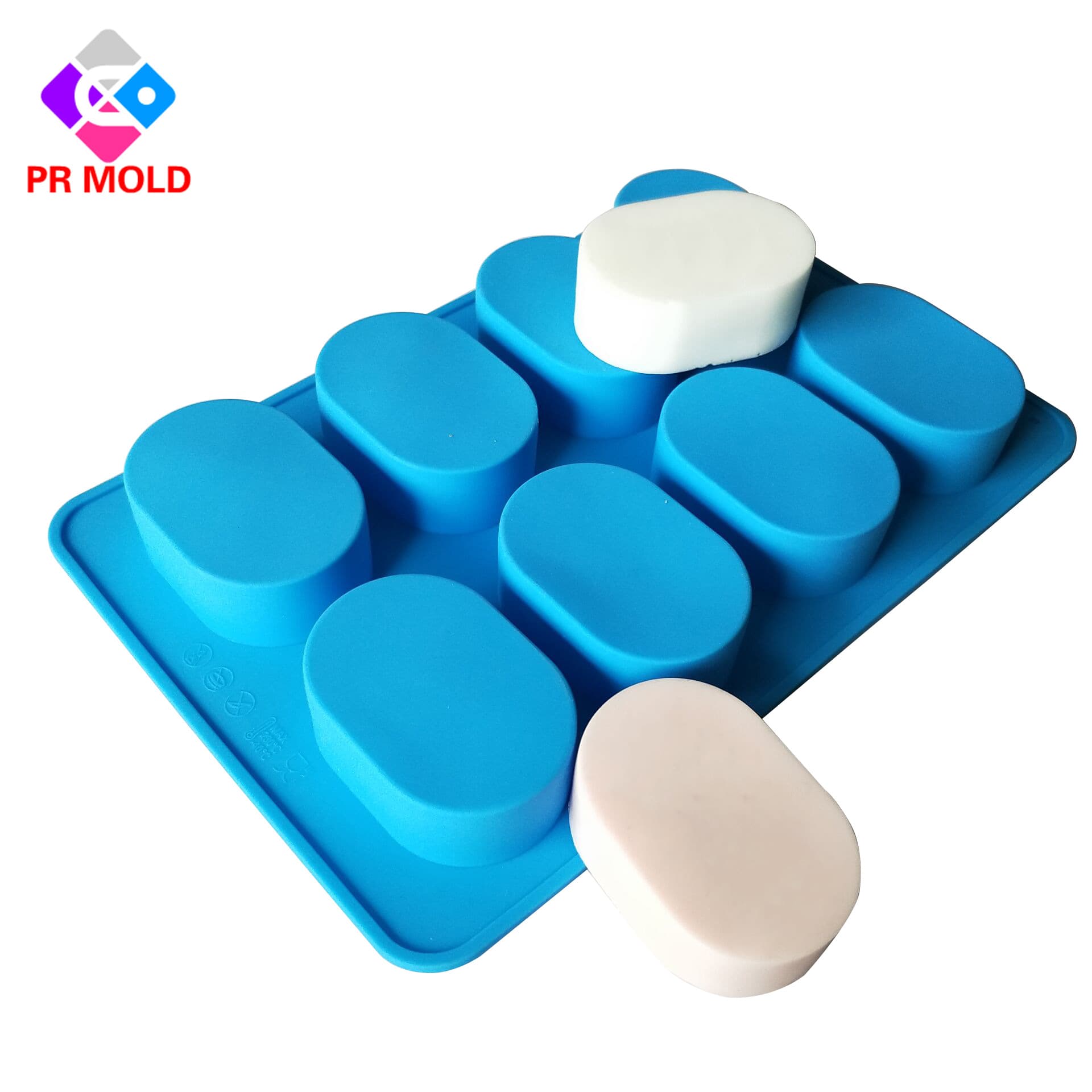 Factory Stock 8-Cavity Oval Soap Mold, Oval Silicone Mold for DIY Handmade Soap, Export Special