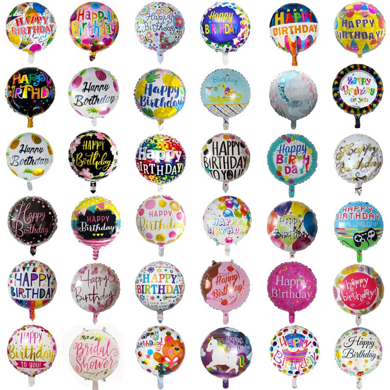 Wholesale 18-inch Happy Birthday Round Balloon, Aluminum Film Balloon for Party Decoration and Background Setup