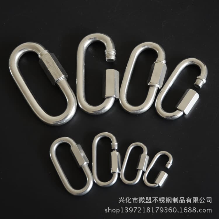 Wholesale 304 Stainless Steel Connecting Ring Quick Link Triangle Lock Oval Carabiner Chain Lock
