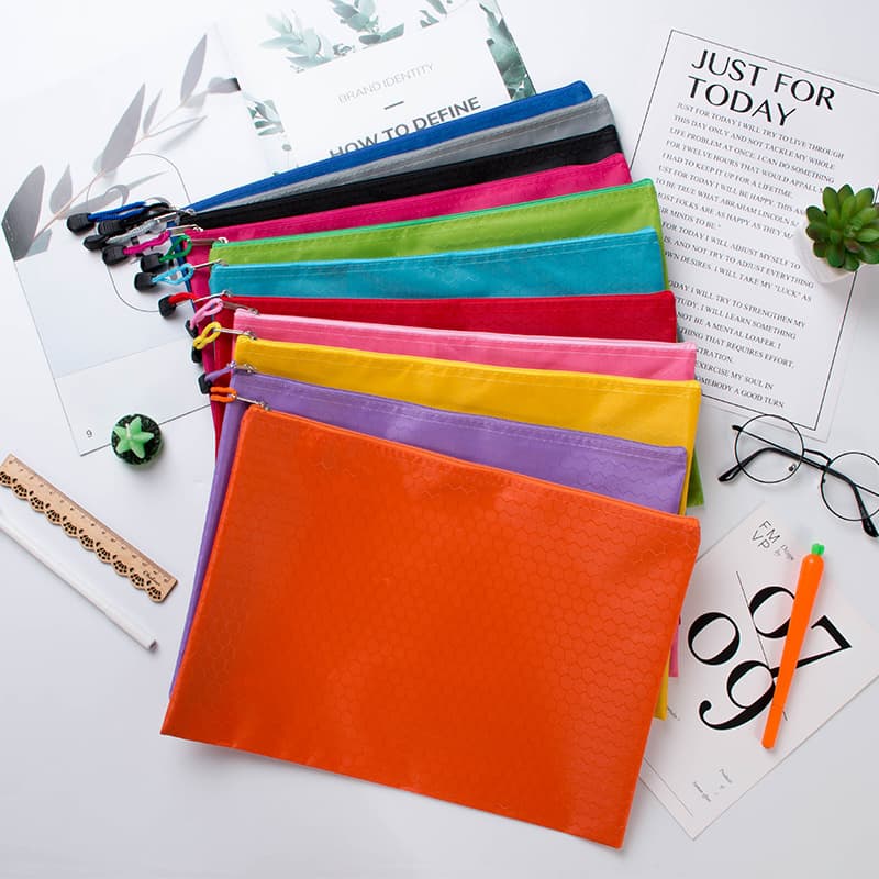 Oxford Cloth Zipper Bag Waterproof Football Pattern Document Bag Tutoring Student File Bag A4 Paper Bag Logo Printable