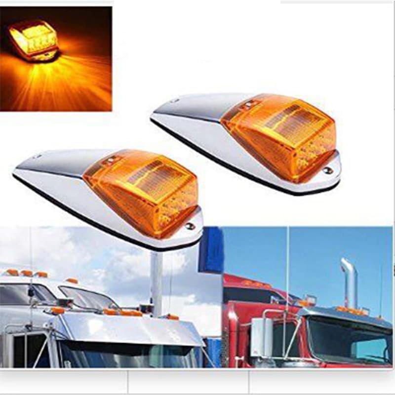 Waterproof car roof light side light 12V amber electroplating trapezoidal 17LED yellow light 1 piece