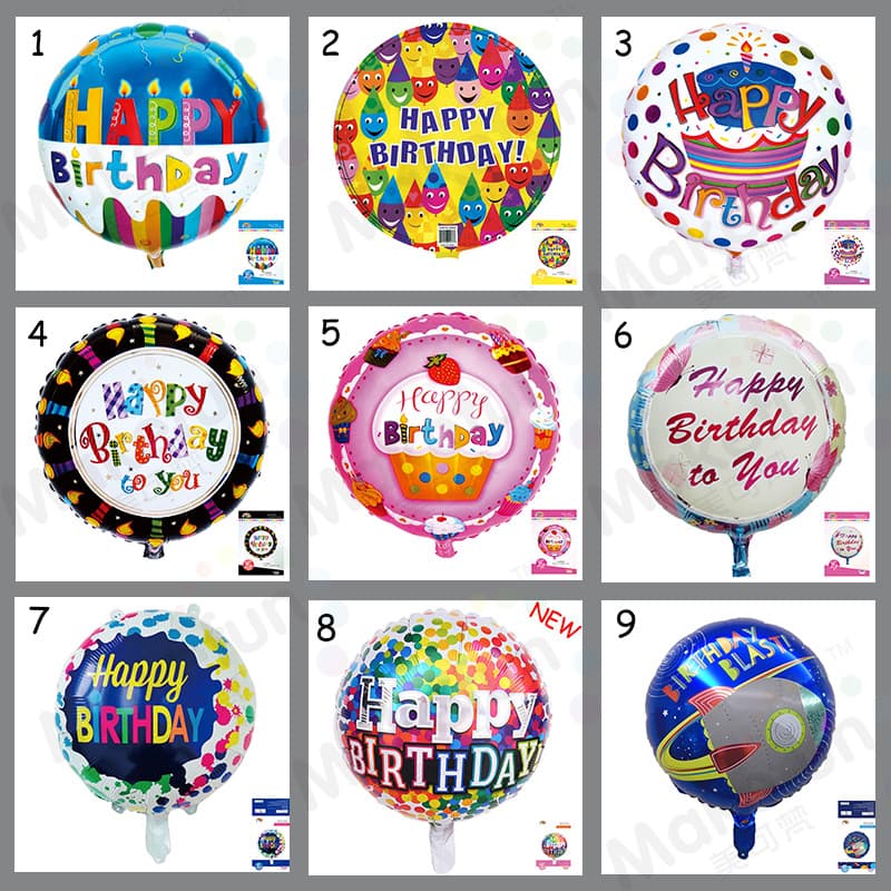 Individually Packaged Aluminum Foil Balloons Round Happy Birthday Flower Shop Background Decoration Collection