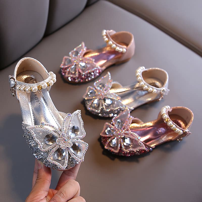 2025 Spring/Autumn New Korean-style Girls' Princess Casual Flats, Performance and Dance Leather Shoes for Toddlers to Big Kids