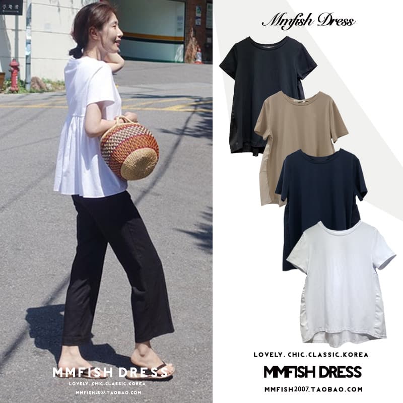 ins Super Popular T-shirt Women's Short-sleeved Korean-style Summer Loose White Casual All-match Puff Top Doll Shirt for Women