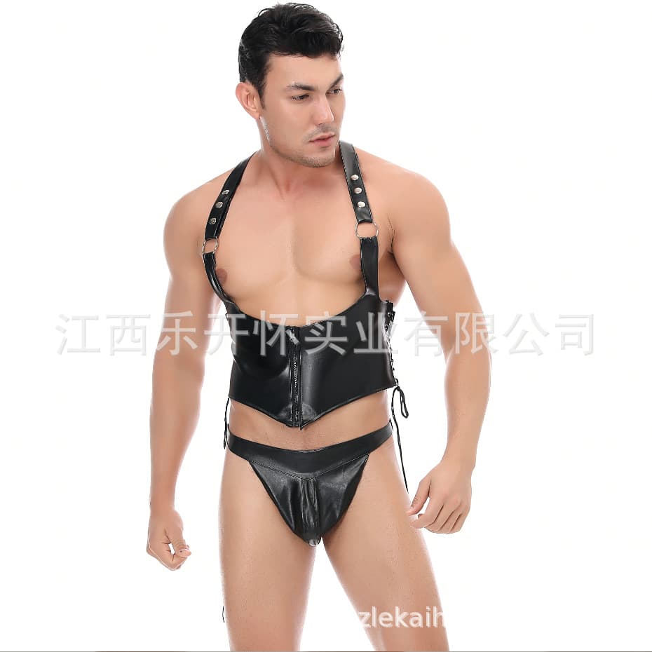 European and American sexy men's sexy PU leather suit nightclub stage ds performance clothing personalized men's clothing manufacturer direct sales N982
