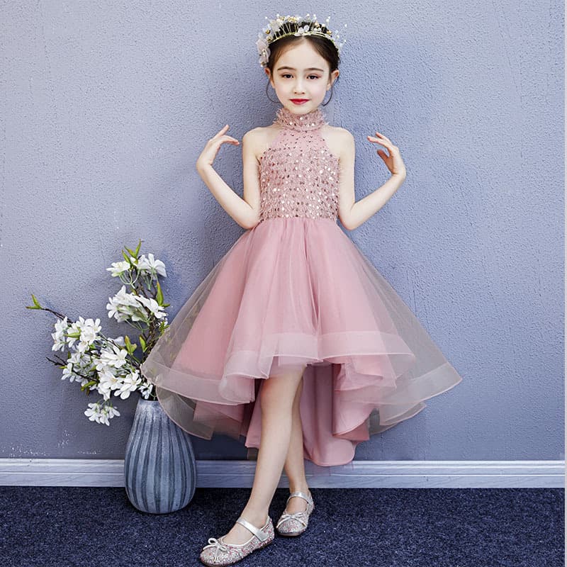 Girls Host Little Girl Children Catwalk Evening Dress Princess Dress Flower Girl Piano Performance Dress Trailing Fashionable