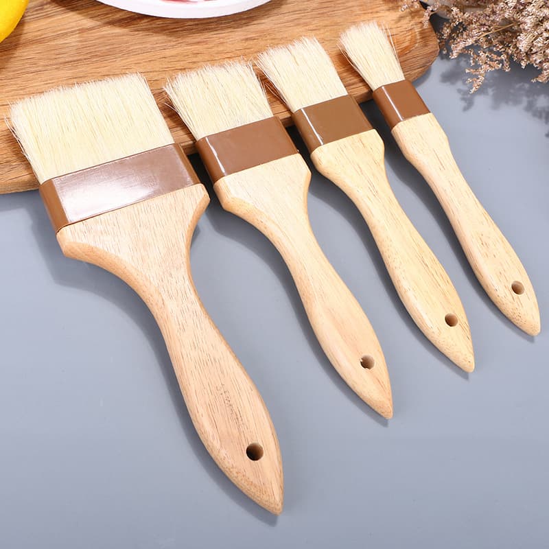 Cake and cookie brush, rubber beech handle bristle brush, barbecue oil brush, baking tool, kitchen brush