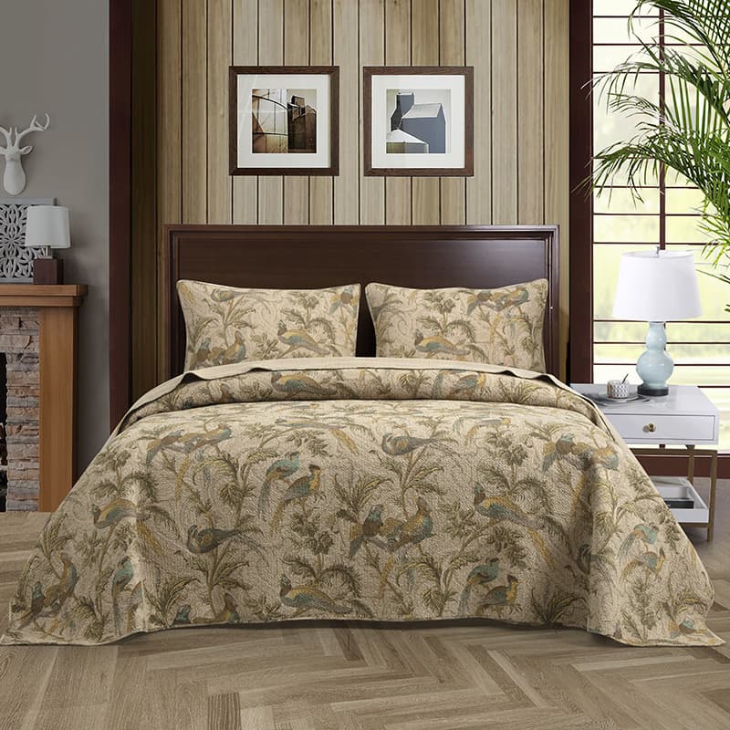 Export Original American Style Densely Quilted Pure Cotton Quilted Bed Cover Three-Piece Set, European Style Cotton-Padded Thickened Full Cotton Bed Sheet Bed Cover