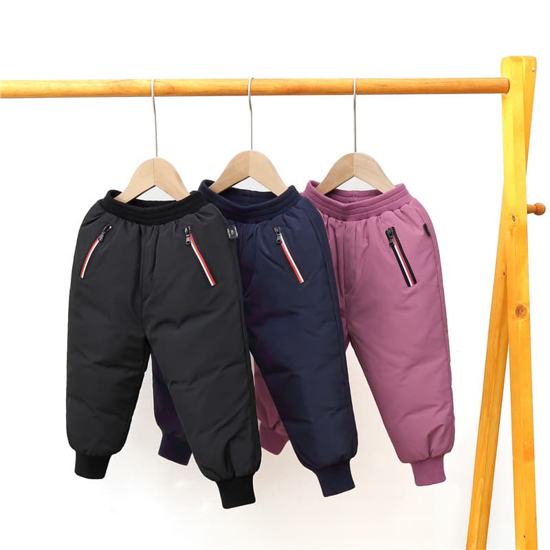 Autumn/Winter Children's Down Pants for Outdoor Wear, Unisex Kids' Thickened Warm Pants, Wholesale