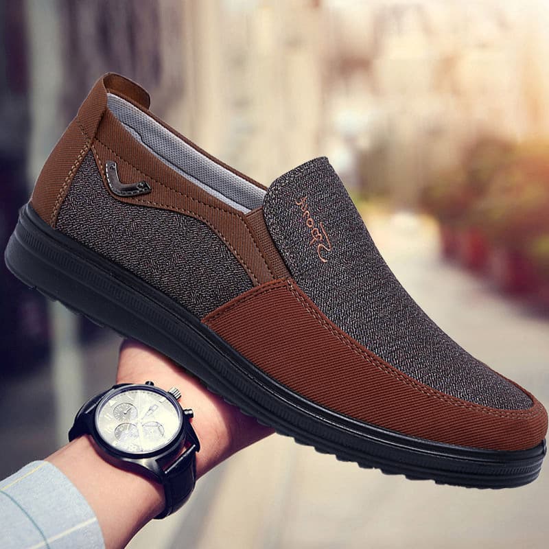 Old Beijing Cloth Shoes Men's Low-Top Casual Soft Sole Slip-On Flat Shoes Breathable and Durable