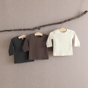 Baby Spring Class A Korean Style Children's Long Sleeve T-Shirt Round Neck Cotton Toddler Kids Clothing Export Solid Color Base Layer