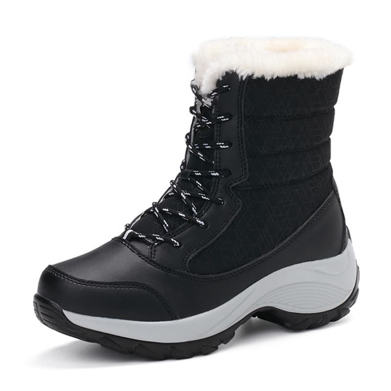 Women's Fashionable Ankle-length Snow Boots Lace-up Front Plush Lining