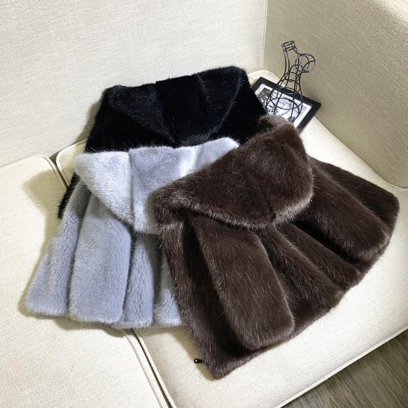 Children's Winter Cotton Coat for Boys and Girls, Stylish Mink Fur Faux Fur Jacket, Thick Quilted Mink Coat