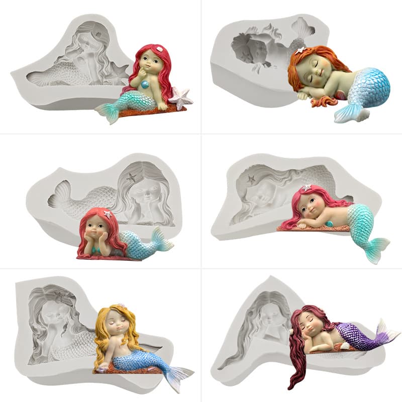 Misong Mermaid Fondant Silicone Mold DIY Chocolate Cake Baking Plaster Ornament Handmade Soap Grinding Tool