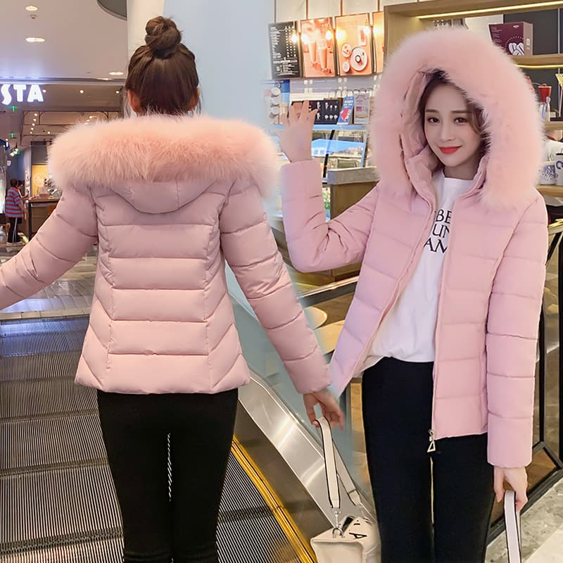 Wholesale New Women's Cotton Coat Korean Loose Plus Size Thick Big Fur Collar Style AliExpress Women's Down Cotton Puffer Jacket Trendy