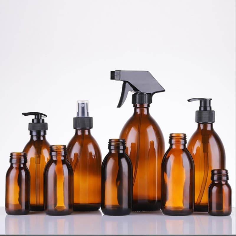 Brown Glass ZD Bottle Press Spray Bottle Shampoo Body Wash Dispenser Bottle Oral Liquid Reagent Bottle Wholesale