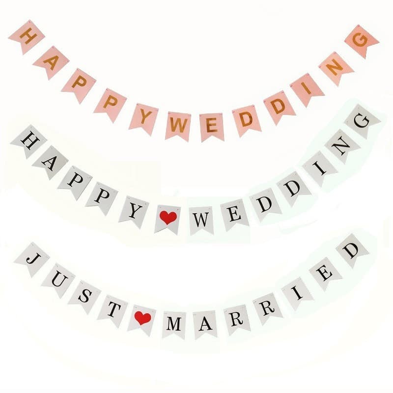Cross-border exclusive JUST MARRIED flag just married fishtail flag letter banner with white background