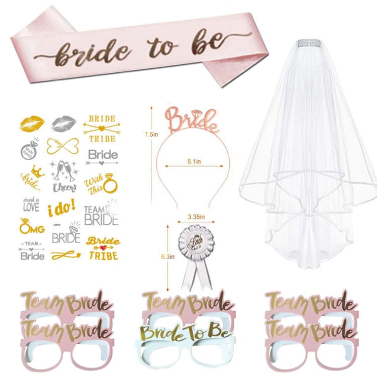 Hen Party Supplies Decor, Bride to Be Temporary Tattoo Stickers, Glasses Set