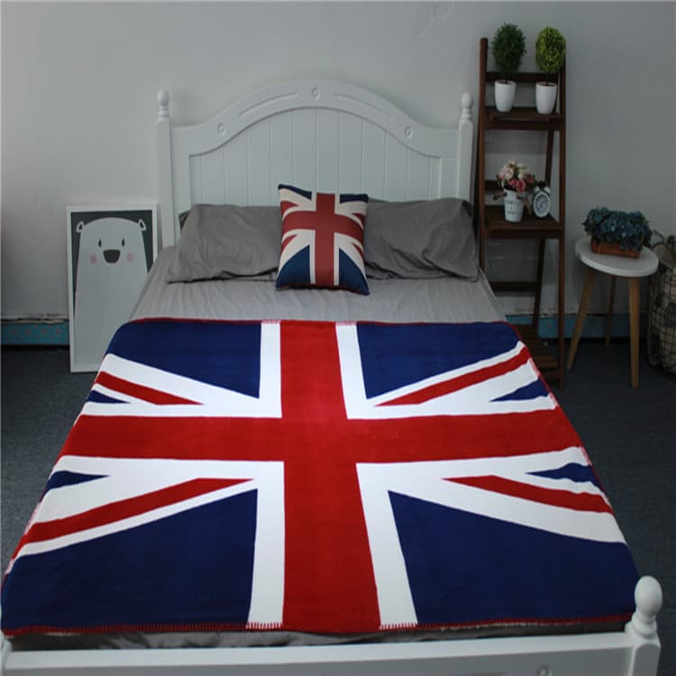 Amazon air-conditioning blanket wholesale, adult 3D digital print UK Union Jack flag, double-layer lamb fleece blanket