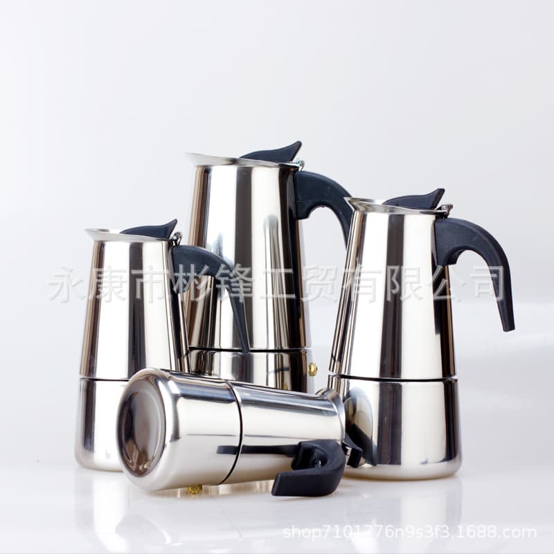 Italian Style Stainless Steel Moka Pot Coffee Pot Suitable for Induction Cooker Customizable with LOGO Home Direct Supply