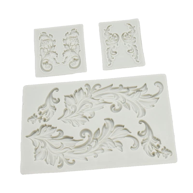 Fondant European Relief Flower Vine Lace Leaf Silicone Mold Cake Border Mold Baking Clay Mold