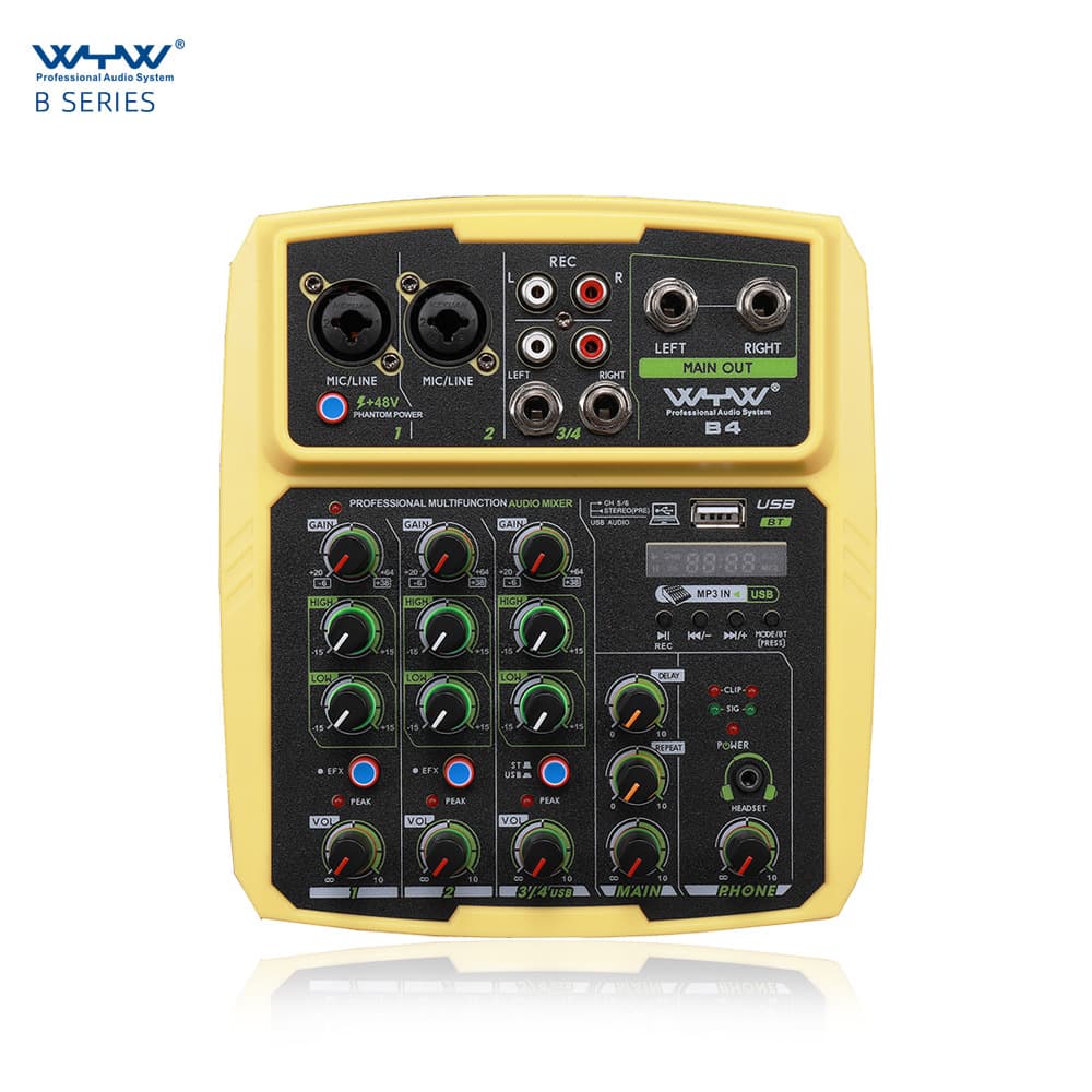 Cross-border 4-channel Mixer Outdoor Conference Speaker USB Bluetooth Reverb Audio Processor KTV Live Streaming with Sound Card