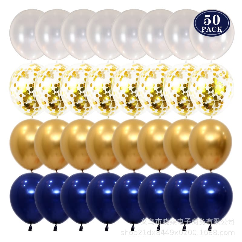 Cross-Border 12 inch Dark Blue Sequin Balloon Set Night Blue Metallic Balloon Set Birthday Party Scene Decoration