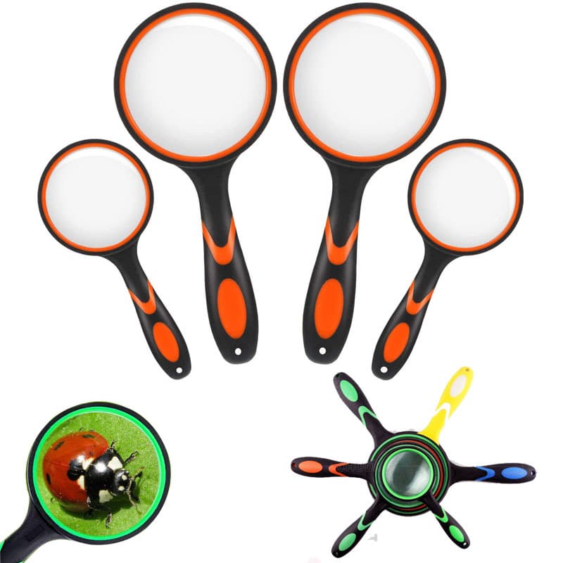 High-Definition 10x Handheld Children's Magnifying Glass, Senior Reading Gift, Exhibition Giveaway, Rubber Anti-Drop Magnifier