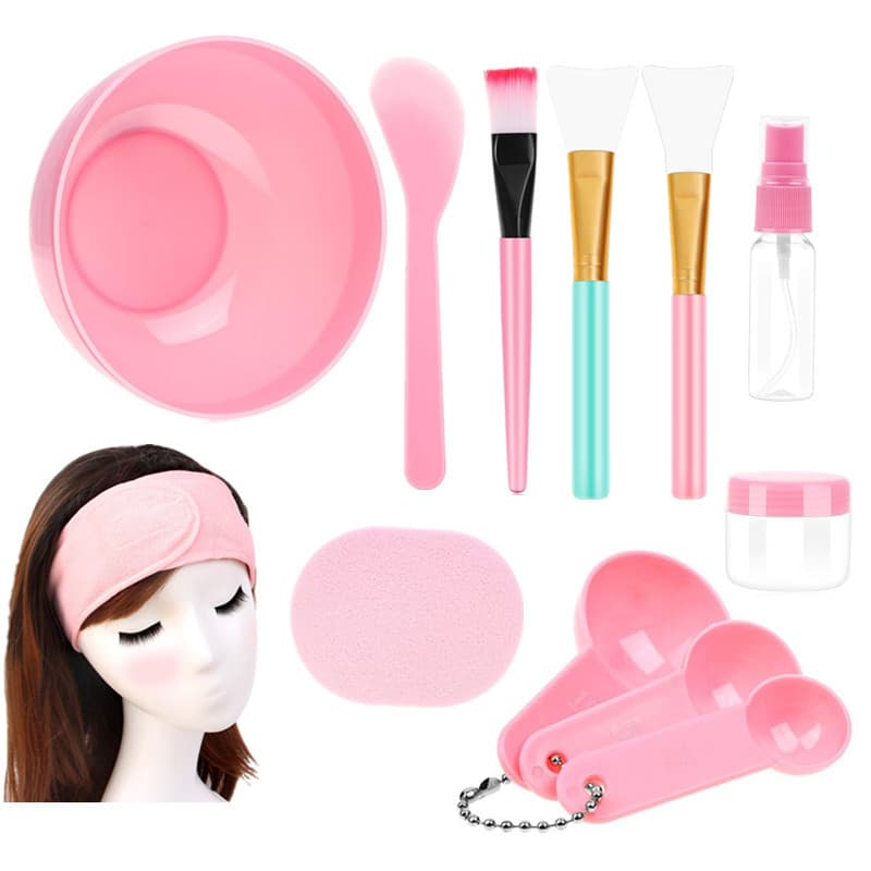 Facial mask tool set DIY home-made beauty mask conditioning bowl wand brush spray bottle face wash hair tie (LP