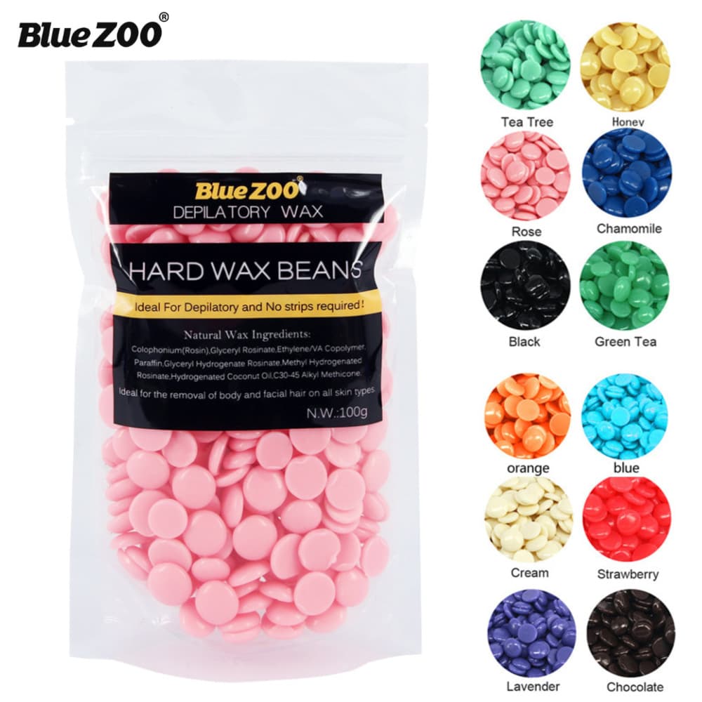 Cross-border foreign trade BlueZOO nose hair full body hair removal wax bean hot beeswax hard wax wax therapy hair removal cream bag 100G