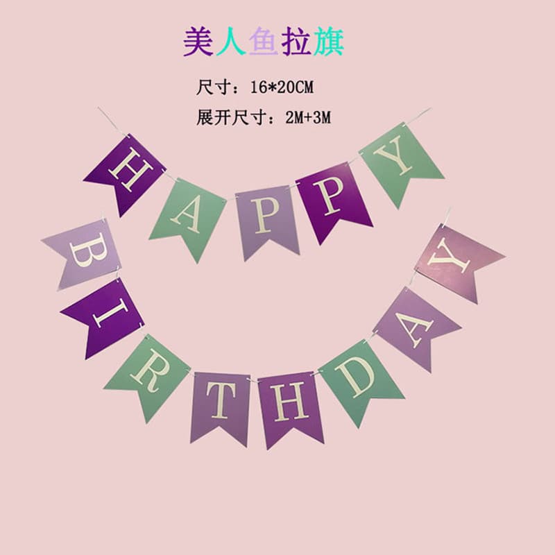 Unicorn Mermaid Theme Birthday Banner Happy Birthday Letter Garland for Kids and Adults Party
