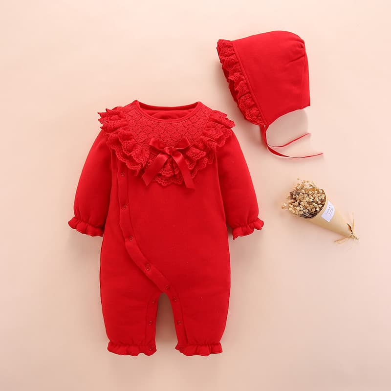 Baby clothing, winter thickened baby jumpsuit, new warm robe, two-piece set, one-piece rompers