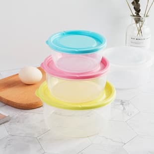 Plastic Round Airtight Container with Transparent Lid, Microwave-Safe Lunch Box, Freezer Storage Container, Noodle Bowl