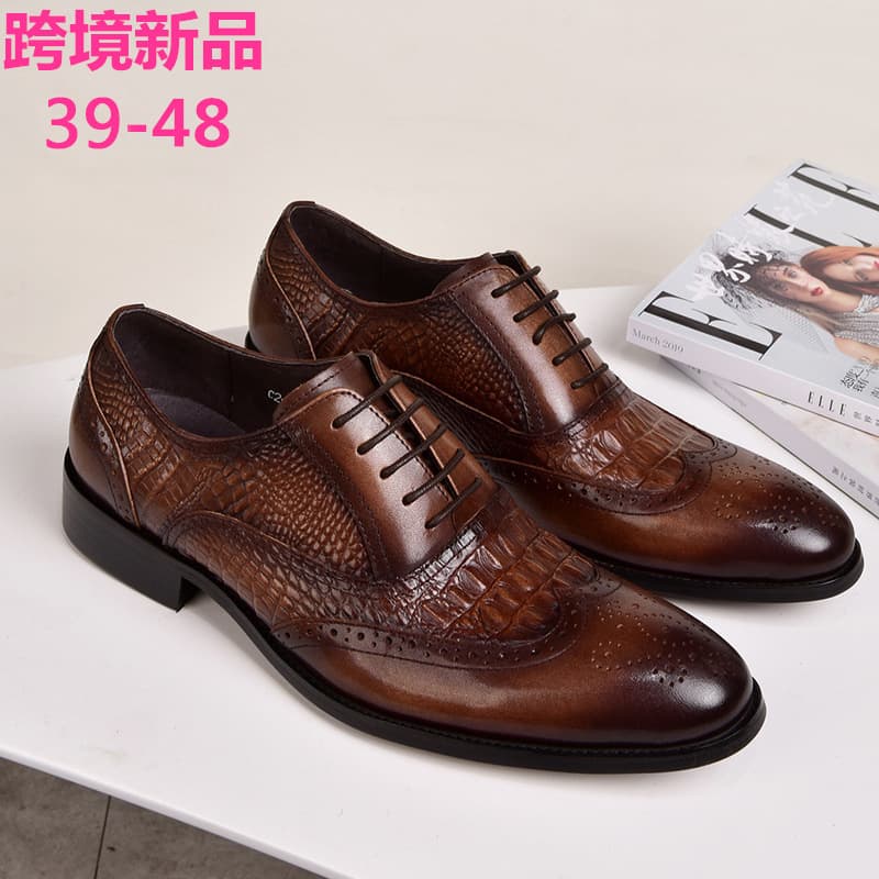 Men's Business Leather Shoes Lace-up Oxfords Brogue Wingtip Formal Wear