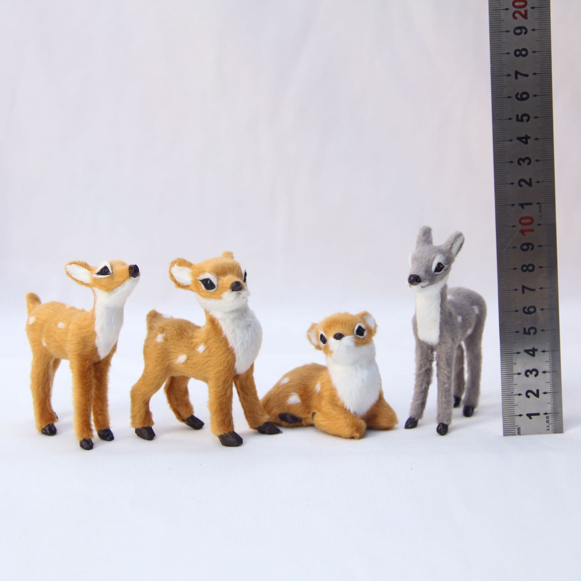 Miniature Lying Deer Figurine Creative Simulation Animal Deer Model Faux Fur Animal Office Cultural Products