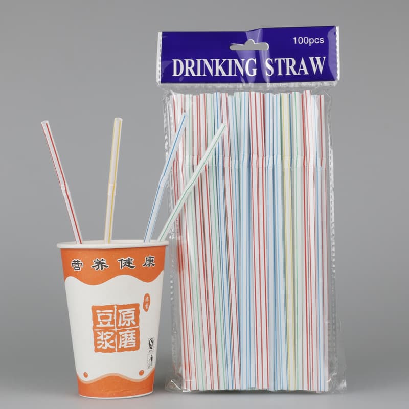 Factory Stock Disposable Colored Transparent White Bendable Food-Grade PP Plastic Beverage Coke Soy Milk Straws