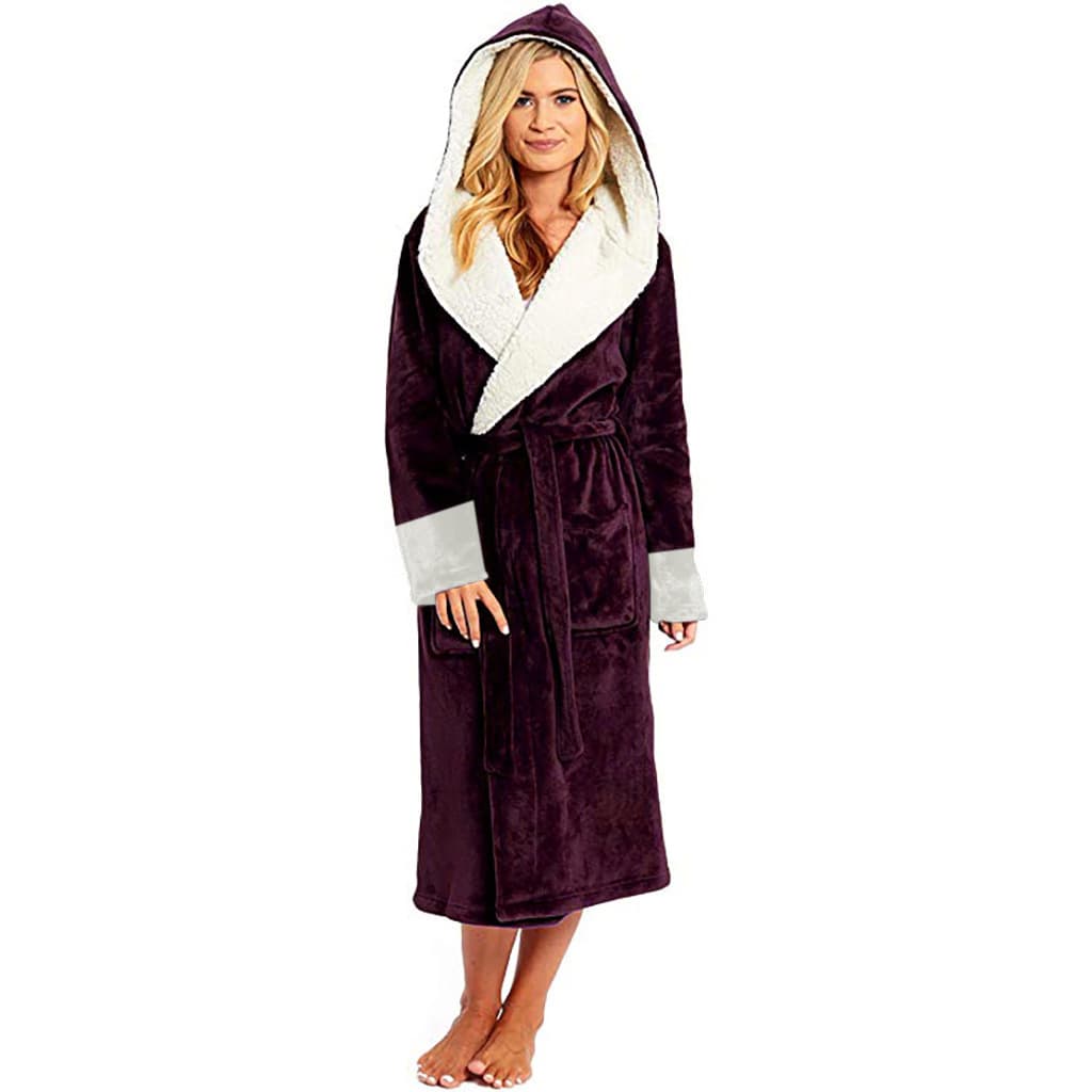 European and American Amazon Wish Cross-Border Foreign Trade Women's Long Bathrobe, Nightgown with Belt, Autumn and Winter Style