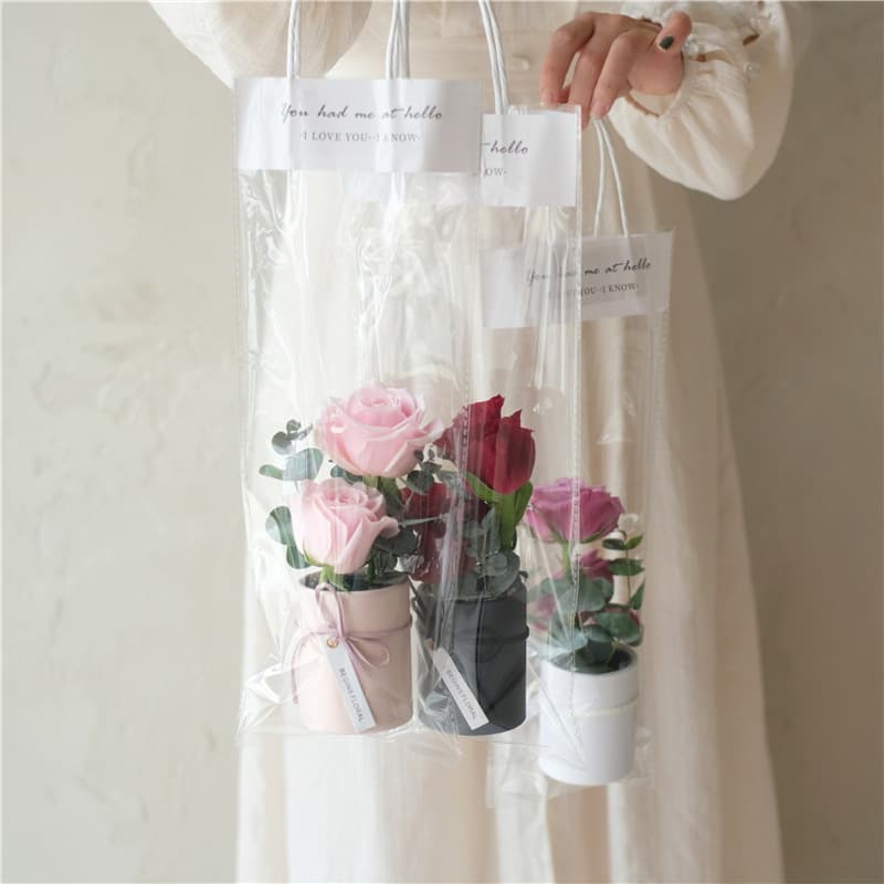 Rose Flower Box Single Stem Packaging Round Hugging Bucket Fresh Flower Gift Box Transparent Handheld Bag Women's Day Mini Box