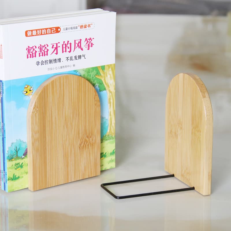 Creative Bamboo Book Holder Office Desk Storage Rack Student Desk Book Clip Support Rack Storage Organizer