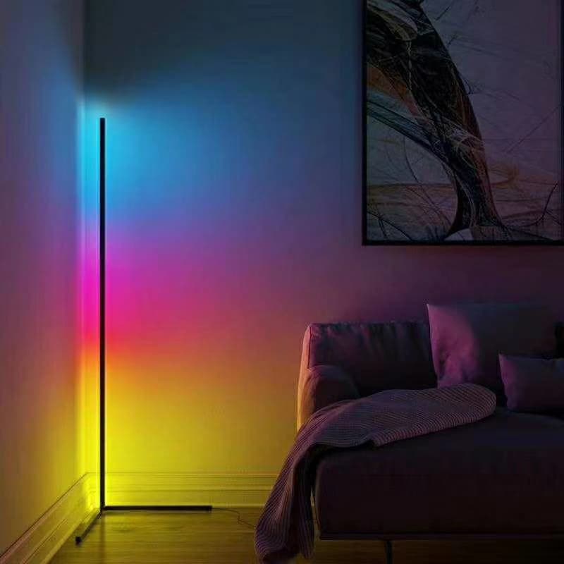 Modern Minimalist LED Line Floor Lamp RGB Colorful Corner Lamp for Living Room Bedroom Rectangular Long Strip Floor