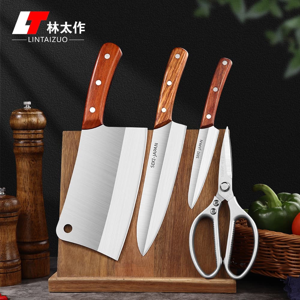 LinTaiZuo 4-Piece Chef Knife Set Multifunctional Stainless Steel Kitchen Knives Bone Cutting & Fruit Peeling Combo
