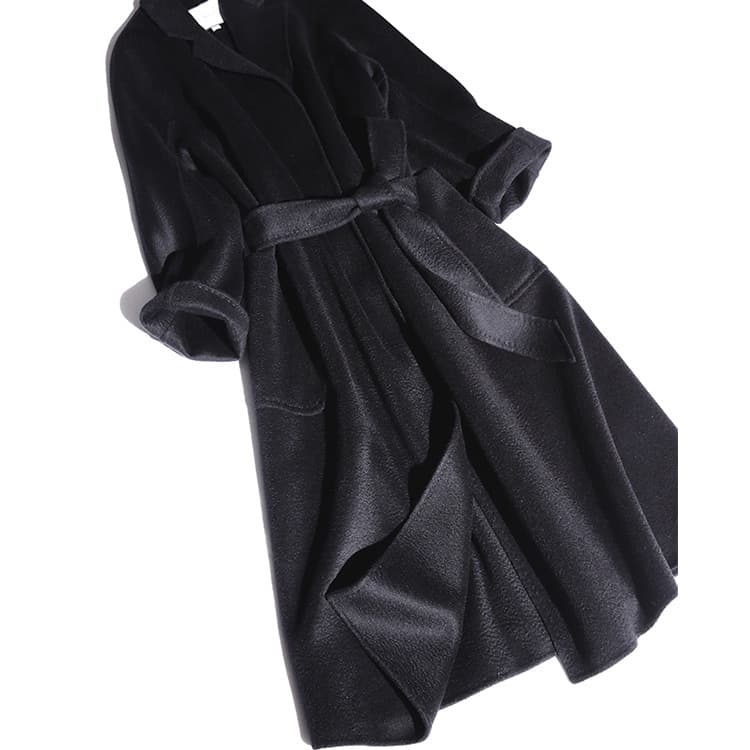 Autumn Winter New Water Ripple Coat Double-Sided Cashmere Coat Women's High-End Long European American Bathrobe Coat Wholesale