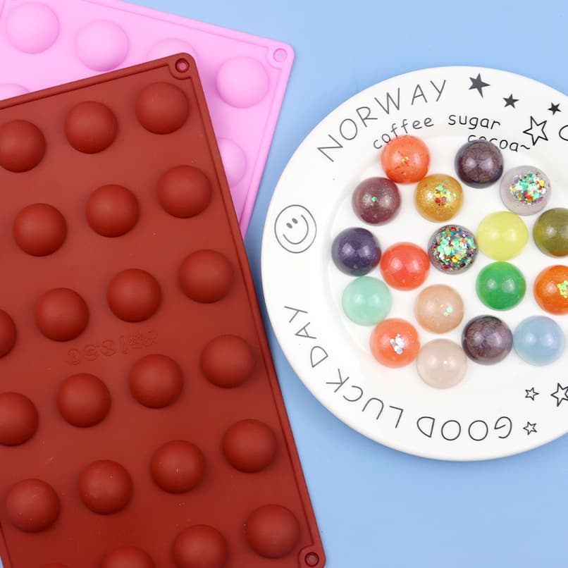 24-Cavity Semi-Circular Silicone Chocolate Mold Ice Cube Tray DIY Baby Food Mold Wax Pillar Stand Mold