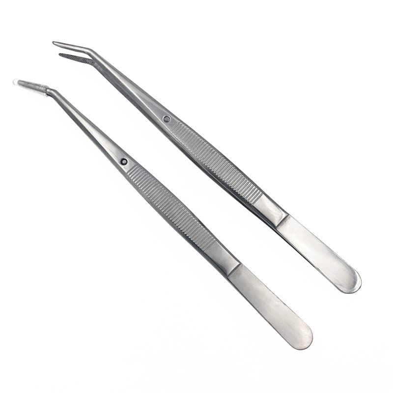 In-Stock Dental Clamps, Stainless Steel Tweezers for Oral Use, Curved Serrated Anti-Slip Tweezers, Dental Instruments