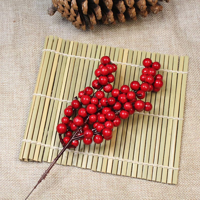 Christmas Red Fruit Simulation Jujube Decorative Foam Fruit Branch New Style Wreath Accessories Festive Party Supplies