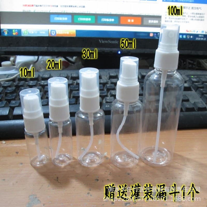30/50/60/100ml Transparent Plastic Fine Mist Spray Bottle with Nozzle, Fine Mist Plastic Bottle
