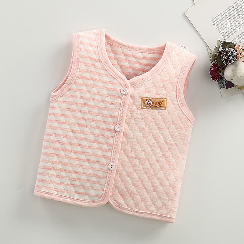 Newborn and Infant Vest for Autumn and Winter, Three-Layer Cotton-Padded Sleeveless Jacket, Combed Cotton Warm Vest for Boys and Girls